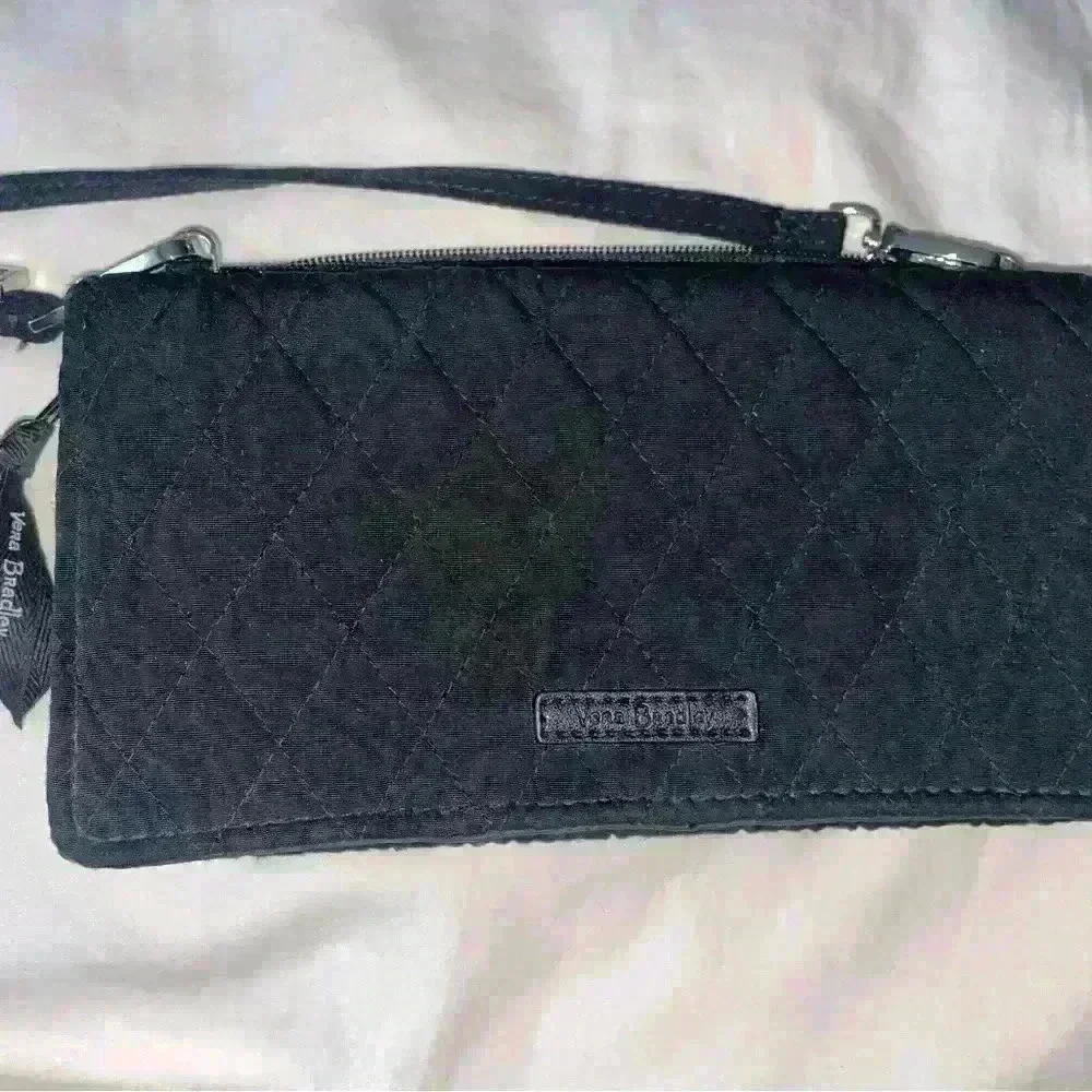 Vera Bradley Black Fold & Zip Protection Wallet with strap - Picture 2 of 6